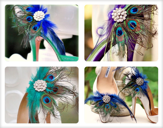 Shoe Clips Navy and Peacock Fans by Sofisticata. 